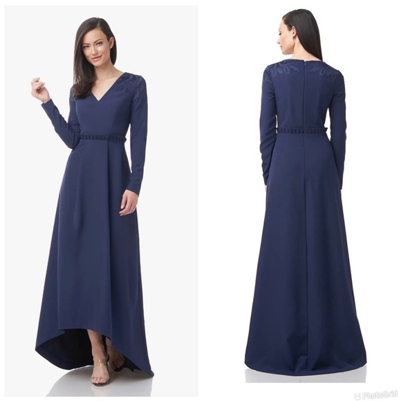 JS COLLECTIONS Akala V-Neck High-Low Gown - Picture 1 of 10